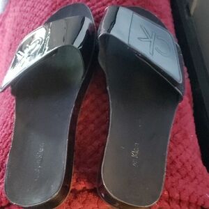 Calvin Klein Black Slide Sandals with Logo Detail